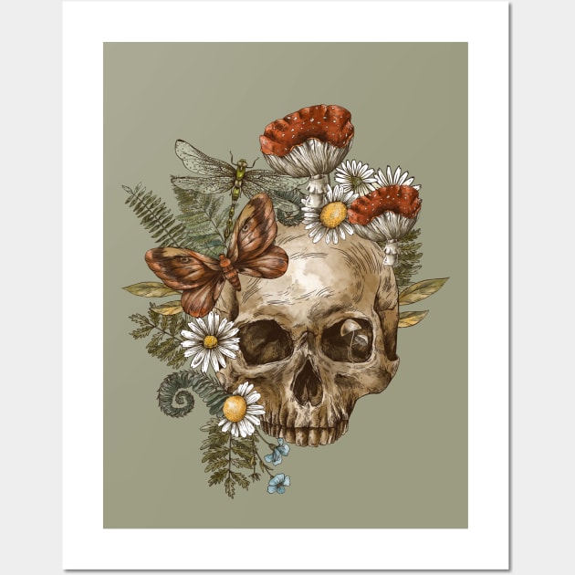 Vintage skull mushroom Retro tee Wall Art by ISFdraw